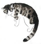 chinese brush painting of a cat